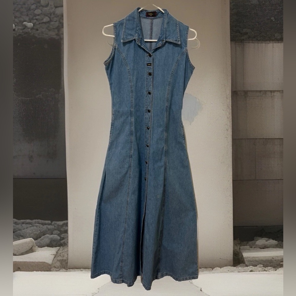 Vintage Lee Jean Button Up Long Dress Size M